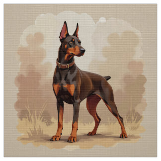 Red Rust Brown Doberman Pinscher Dog Fabric