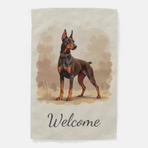 Red Rust Brown Doberman Pinscher Dog Garden Flag