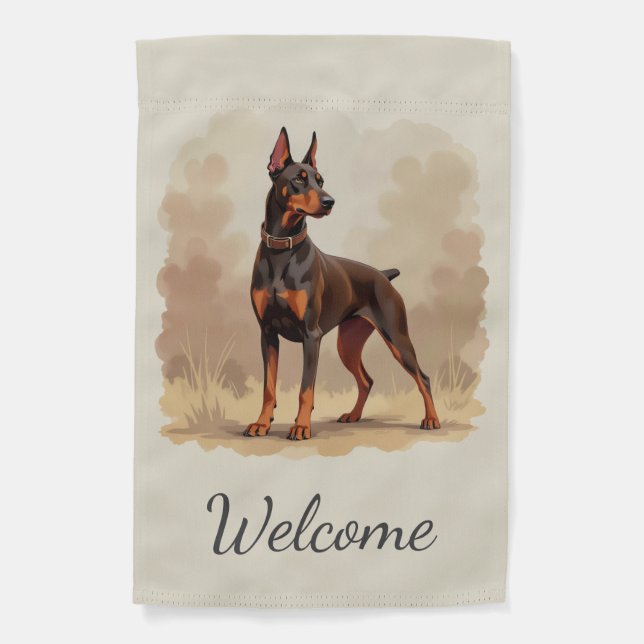 Red Rust Brown Doberman Pinscher Dog Garden Flag (Front)