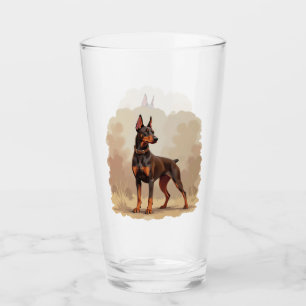 Red Rust Brown Doberman Pinscher Dog Glass
