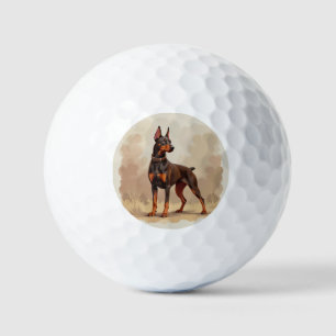 Red Rust Brown Doberman Pinscher Dog Golf Balls