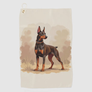 Red Rust Brown Doberman Pinscher Dog Golf Towel