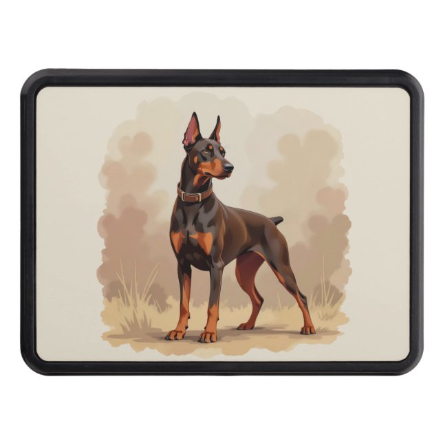 Red Rust Brown Doberman Pinscher Dog Hitch Cover (Front)