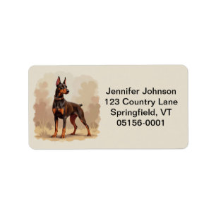 Red Rust Brown Doberman Pinscher Dog Label
