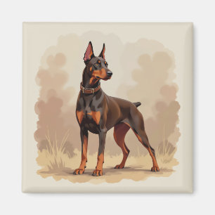 Red Rust Brown Doberman Pinscher Dog Magnet