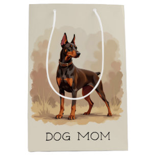 Red Rust Brown Doberman Pinscher Dog Medium Gift Bag