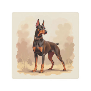 Red Rust Brown Doberman Pinscher Dog Metal Print