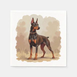 Red Rust Brown Doberman Pinscher Dog Napkins