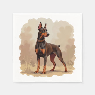 Red Rust Brown Doberman Pinscher Dog Napkins