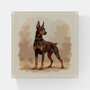 Red Rust Brown Doberman Pinscher Dog Paperweight