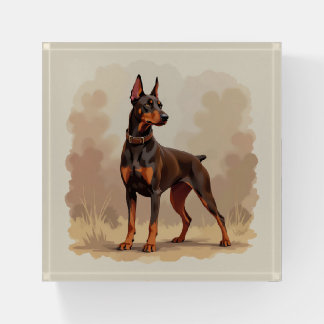 Red Rust Brown Doberman Pinscher Dog Paperweight