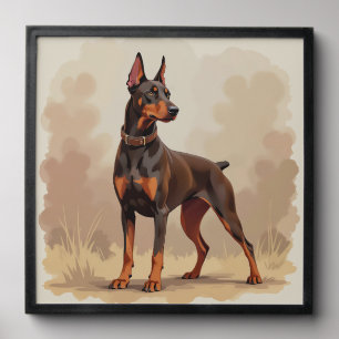 Red Rust Brown Doberman Pinscher Dog Peel And Stick Photo Tile