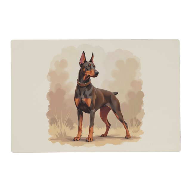 Red Rust Brown Doberman Pinscher Dog Placemat (Front)