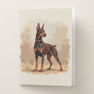 Red Rust Brown Doberman Pinscher Dog Pocket Folder