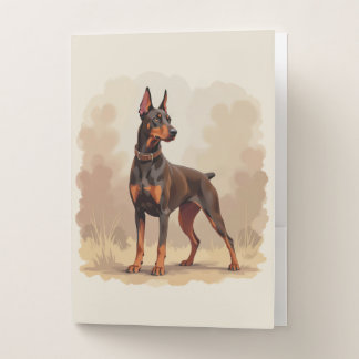 Red Rust Brown Doberman Pinscher Dog Pocket Folder
