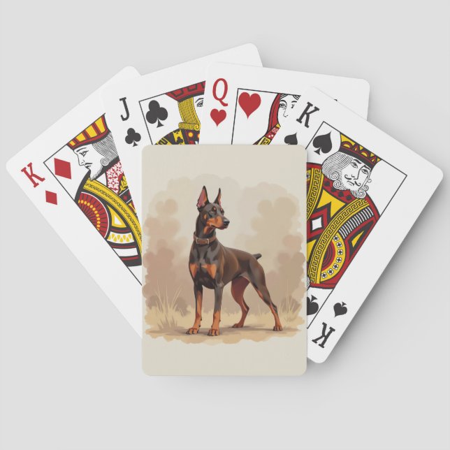 Red Rust Brown Doberman Pinscher Dog Poker Cards (Back)