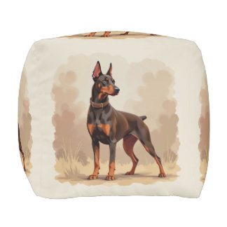 Red Rust Brown Doberman Pinscher Dog Pouf