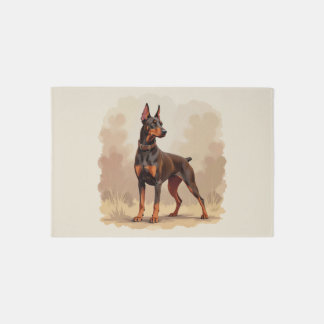 Red Rust Brown Doberman Pinscher Dog Rug