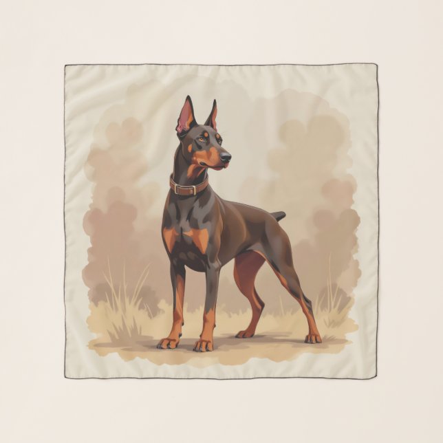 Red Rust Brown Doberman Pinscher Dog Scarf (Front)