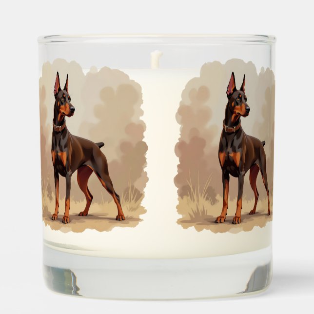 Red Rust Brown Doberman Pinscher Dog Scented Candle (Front)