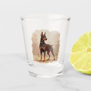 Red Rust Brown Doberman Pinscher Dog Shot Glass