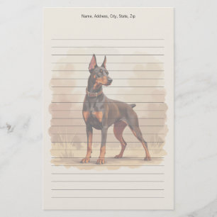 Red Rust Brown Doberman Pinscher Dog Stationery