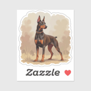 Red Rust Brown Doberman Pinscher Dog Sticker