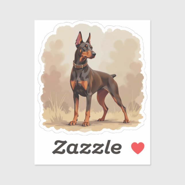 Red Rust Brown Doberman Pinscher Dog Sticker (Sheet)