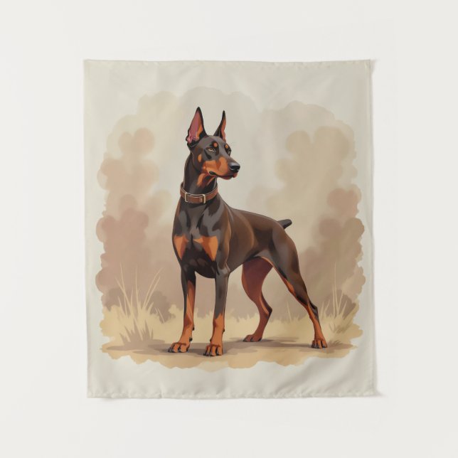 Red Rust Brown Doberman Pinscher Dog Tapestry (Front)