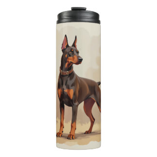 Red Rust Brown Doberman Pinscher Dog Thermal Tumbler