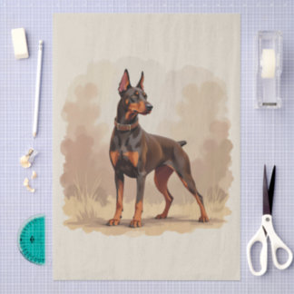 Red Rust Brown Doberman Pinscher Dog Tissue Paper