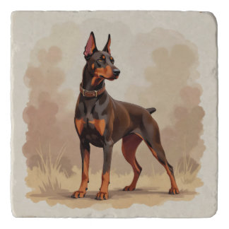 Red Rust Brown Doberman Pinscher Dog Trivet