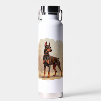 Red Rust Brown Doberman Pinscher Dog Water Bottle