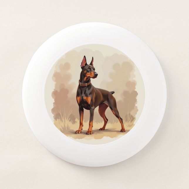 Red Rust Brown Doberman Pinscher Dog Wham-O Frisbee (Front)