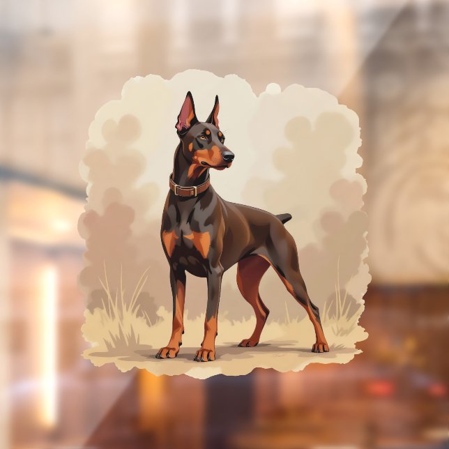 Red Rust Brown Doberman Pinscher Dog Window Cling (Sheet 2)