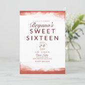 Red Rust Clay Modern Chic Sweet 16 Party Invitation (Standing Front)