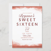 Red Rust Clay Modern Chic Sweet 16 Party Invitation (Front)