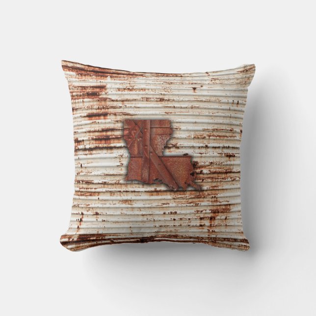 Red Rust Louisiana Shape Throw Pillow (Front)