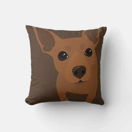 Red  Rust Min Pin Owner Throw Pillow
