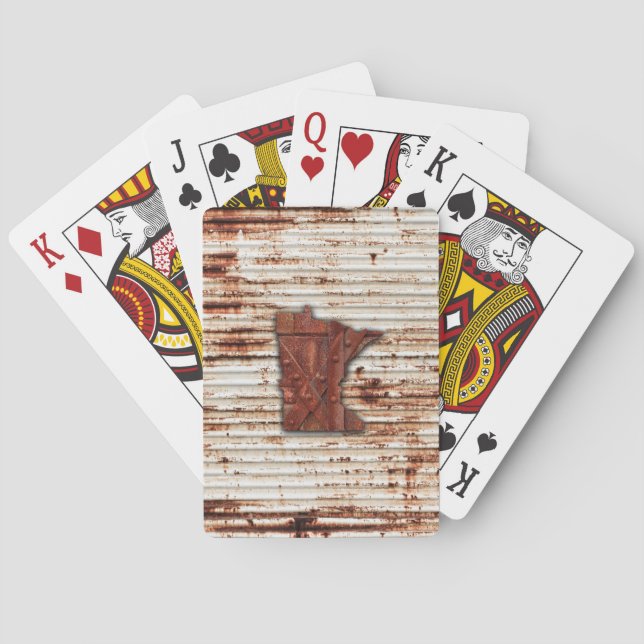 Red Rust Minnesota Shape Poker Cards (Back)