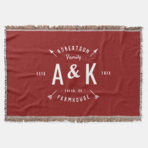 Red Rustic Arrow Family Monogram | Editable Colors