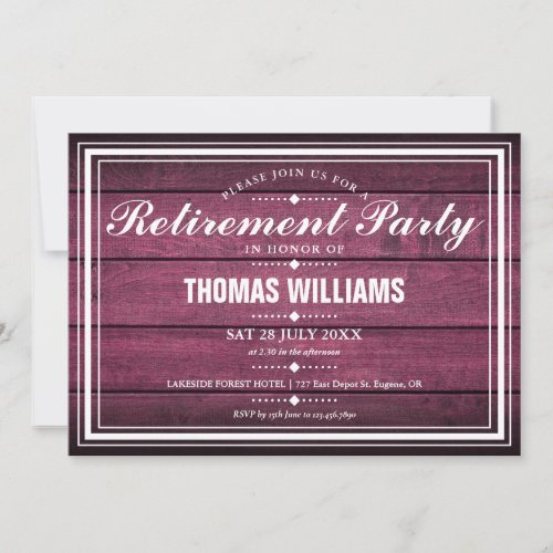 Red Rustic Barn Wood Retirement Party Invitation