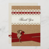 Red Rustic burlap and lace country wedding Invitation (Front/Back)