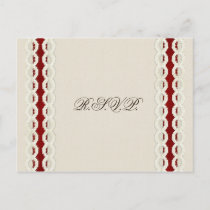 Red Rustic burlap and lace country wedding Invitation Postcard
