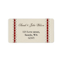 Red Rustic burlap and lace country wedding Label