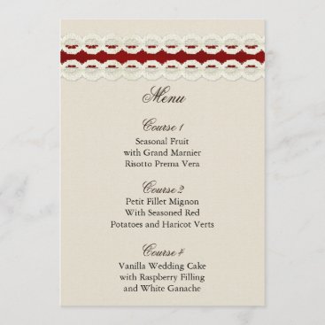 Red Rustic Burlap And Lace Country Wedding Menu