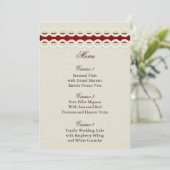 Red Rustic burlap and lace country wedding Menu (Standing Front)
