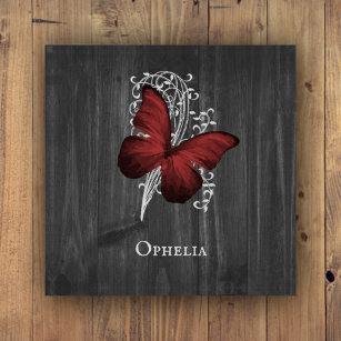 Red Rustic Butterfly Personalized Paperweight