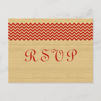 Red Rustic Chevron RSVP Postcard