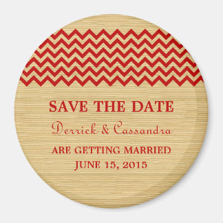 Red Rustic Chevron Save the Date Magnet